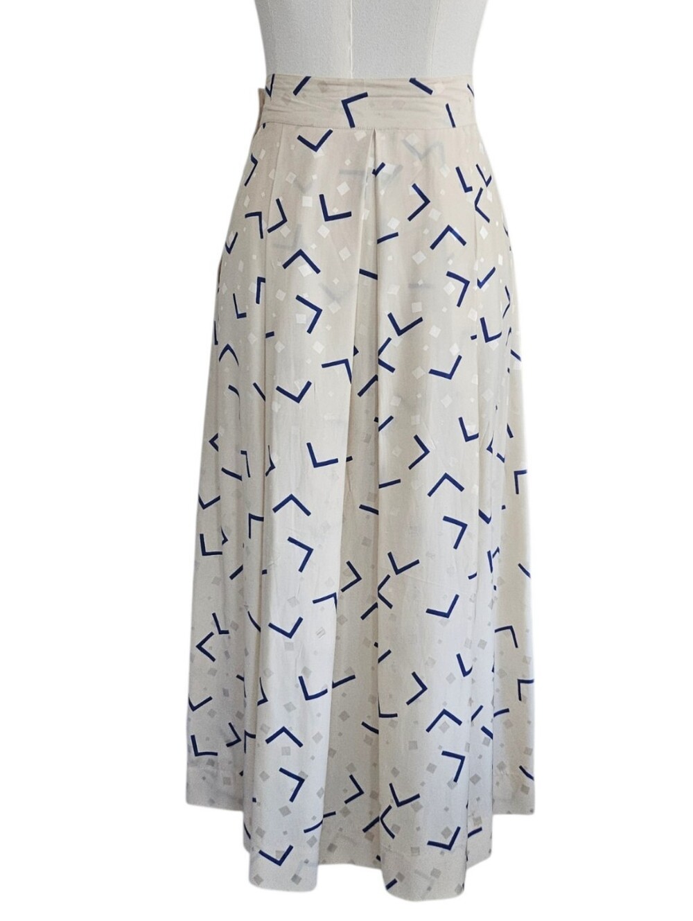Vintage 80s Christian Dior Separates Silk Abstract Pleated Midi Skirt Size 8 - Picture 5 of 11